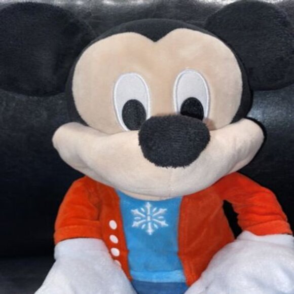 2017 Disney Mickey Mouse Plush 19" Large Snowflake Christmas Holiday Pre Owned - Picture 3 of 11